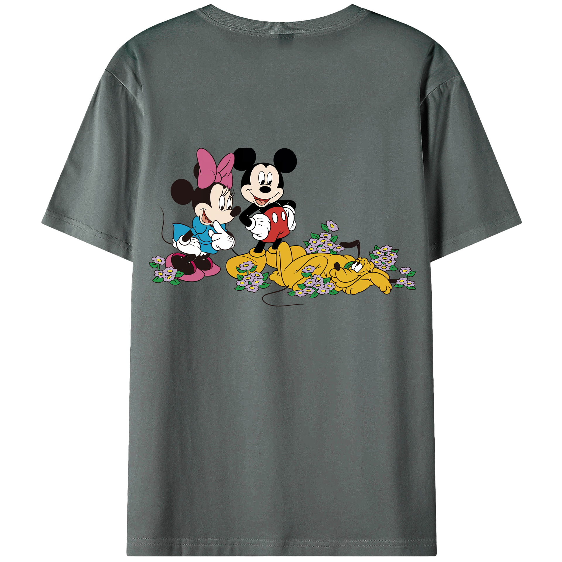 （画像用） ミッキーマウス Mickey Mouse 綿100％ メンズ半袖Tシャツ（バックプリント） 通気性